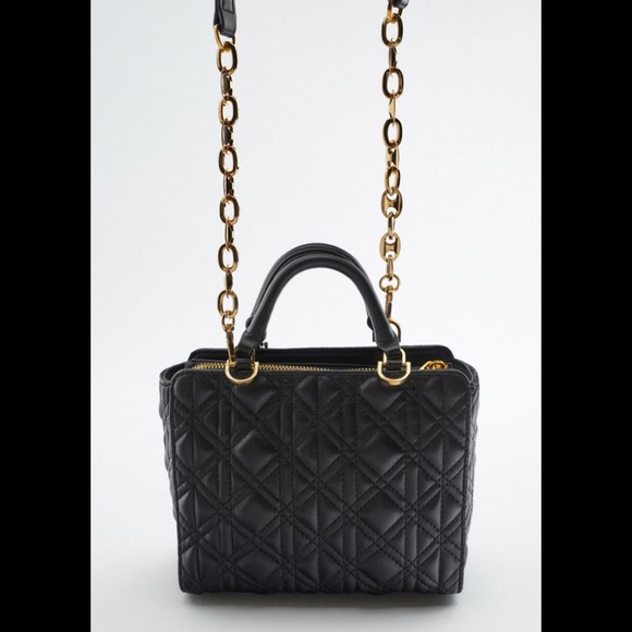 Zara BLACK QUILTED MINI CITY BAG - Picture 3 of 10